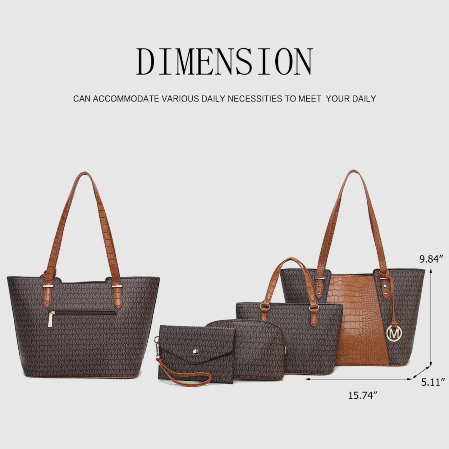 Lippa Women'S Tote Bag, Small Tote Handbag, Pouch Purse & Wristlet Wallet, Signature Handbag 4 Pcs Set by Mia K