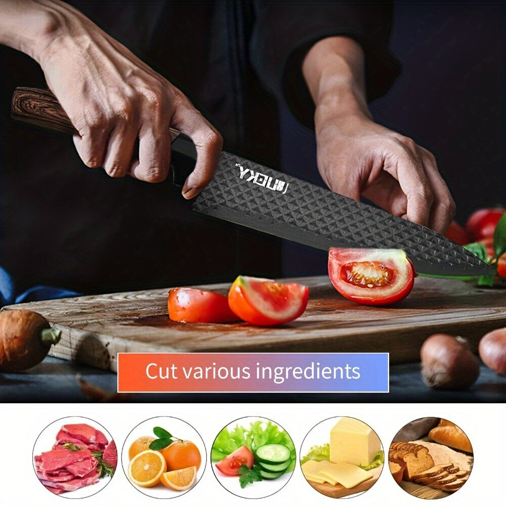 Professional 6 Kitchen Knife Set, Chef's Knife, Slicing Knife, Scraper And Scissors, High Carbon Stainless Steel Super Sharp, With Anti-stick Ergonomic Wooden Handle, Chef's Knife Set, Suitable For Family Travel, Gift Box Set
