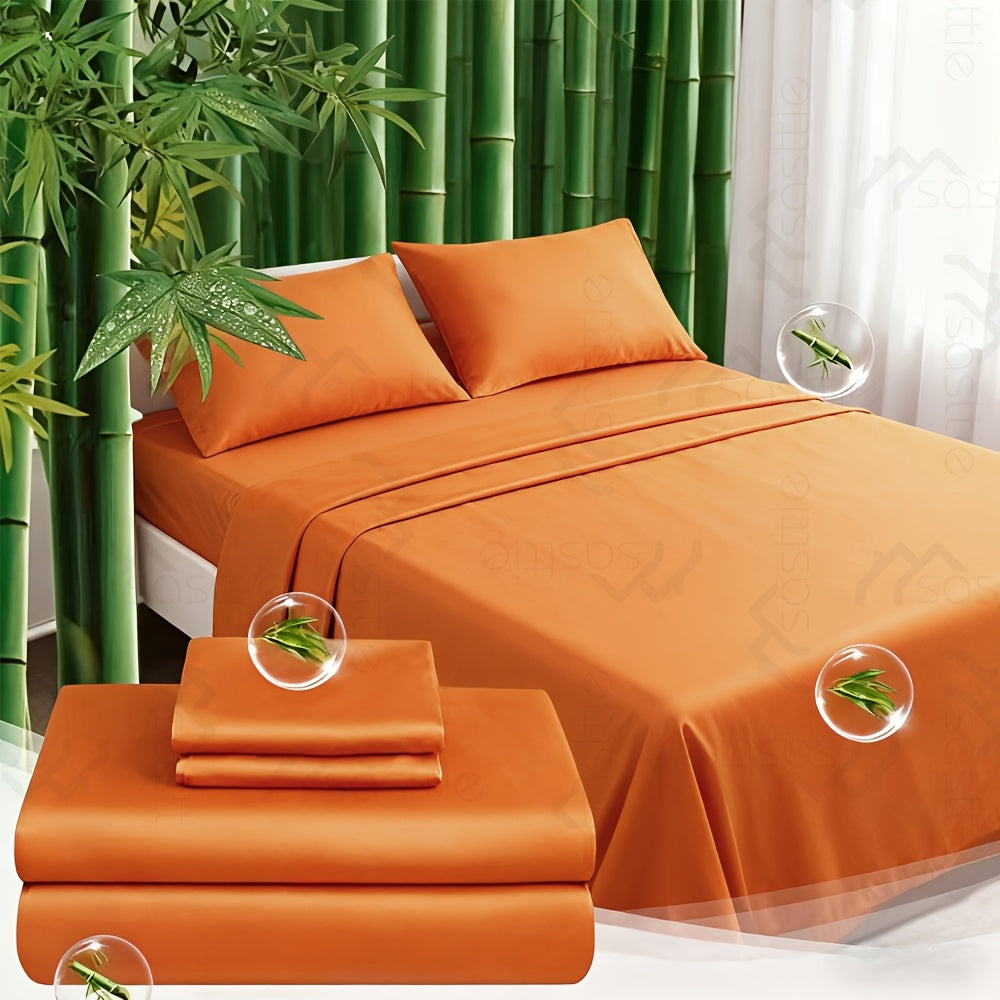 4 Peices Bamboo Bed Sheet Set - 100% Bamboo Blend - Ultra Soft & Breathable Bed Sheets - Deep Pocket Up to 16" Hotel Y Bedding Set - Perfect for Hot Sleepers - Great Christmas Gifts Bedding Sheets Set Bamboo Sheets Sets King