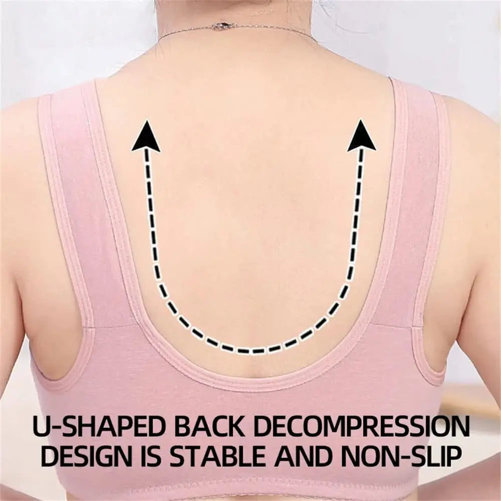 Charm Daisy Bras Front Snaps Women Wireless Brassiere Front Button Closure Underwear Support Bra Comfortable Sport Bra plus Size