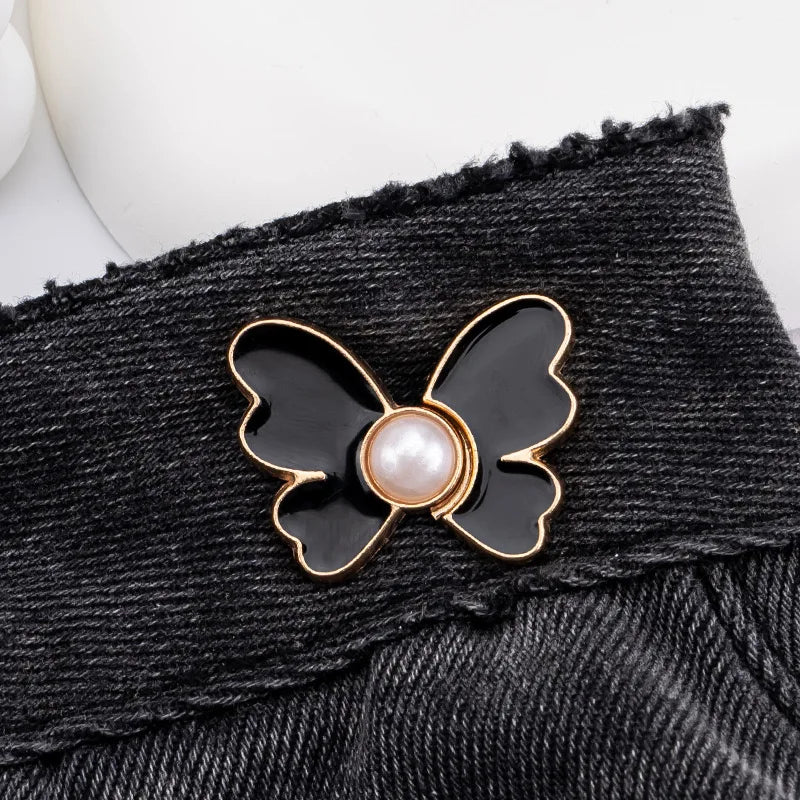 Butterfly Jeans Button Adjustable Clips for Pant Skirts Waist Tightener Buckle Snap Button Adjuster Pants Pin Retractable Button