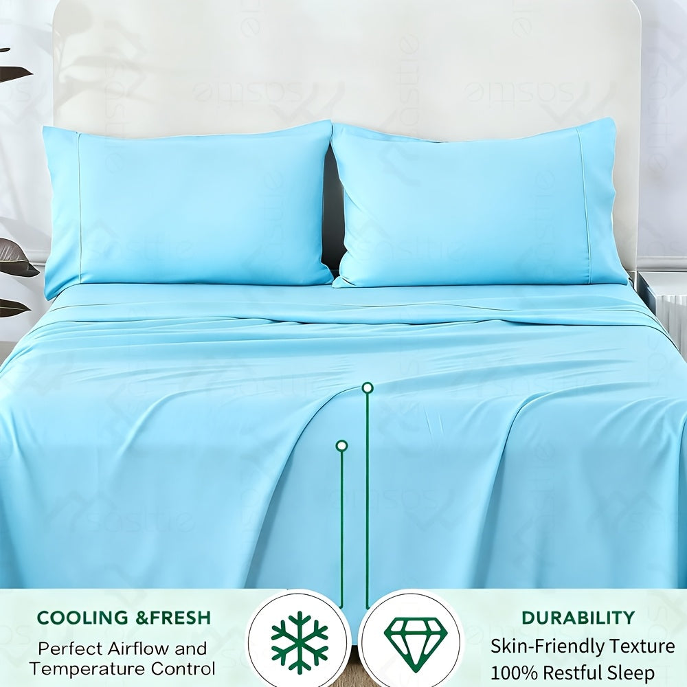 4 Peices Bamboo Bed Sheet Set - 100% Bamboo Blend - Ultra Soft & Breathable Bed Sheets - Deep Pocket Up to 16" Hotel Y Bedding Set - Perfect for Hot Sleepers - Great Christmas Gifts Bedding Sheets Set Bamboo Sheets Sets King