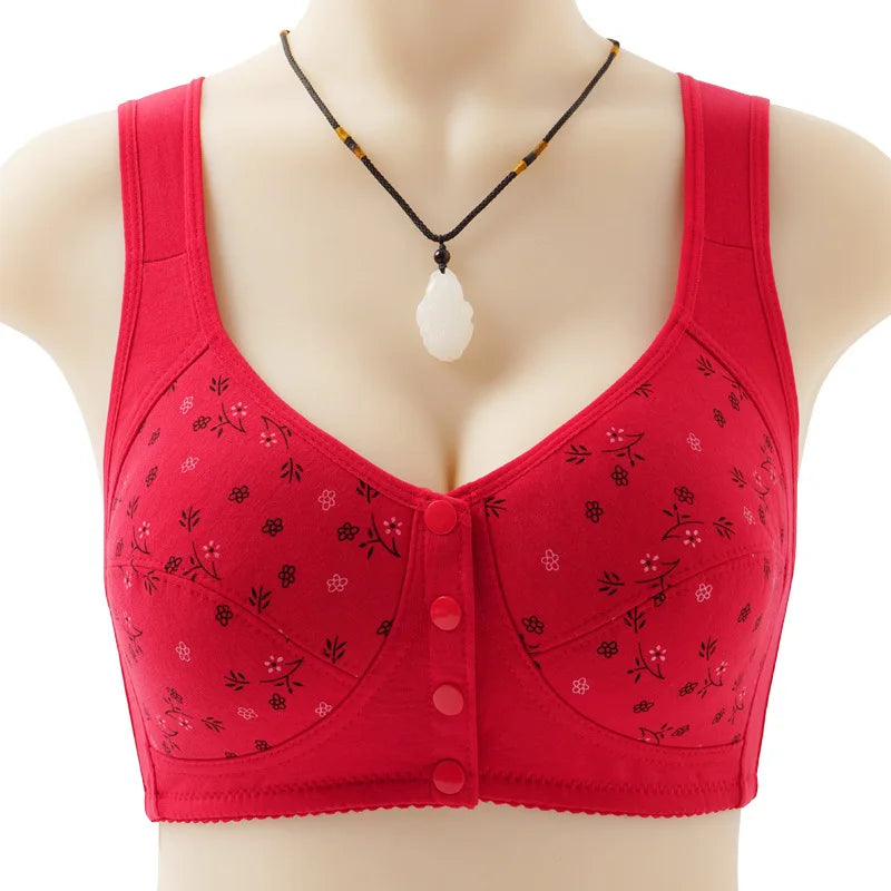 Charm Daisy Bras Front Snaps Women Wireless Brassiere Front Button Closure Underwear Support Bra Comfortable Sport Bra plus Size