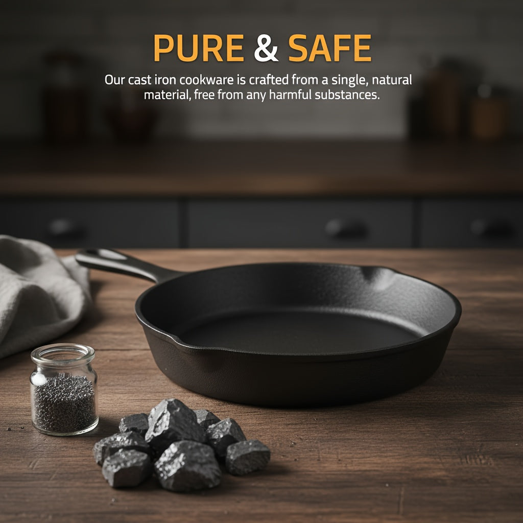 3pcs Cast Iron Skillet Set (6/8/10 Inch) | Heirloom-Grade Sand Casting, Natural Seasoning & Non-Stick Surface | Oven, Grill & Campfire Safe Cookware Suitable for Steak, Cornbread, Cast Iron - Heavy-Duty Skillet Collection