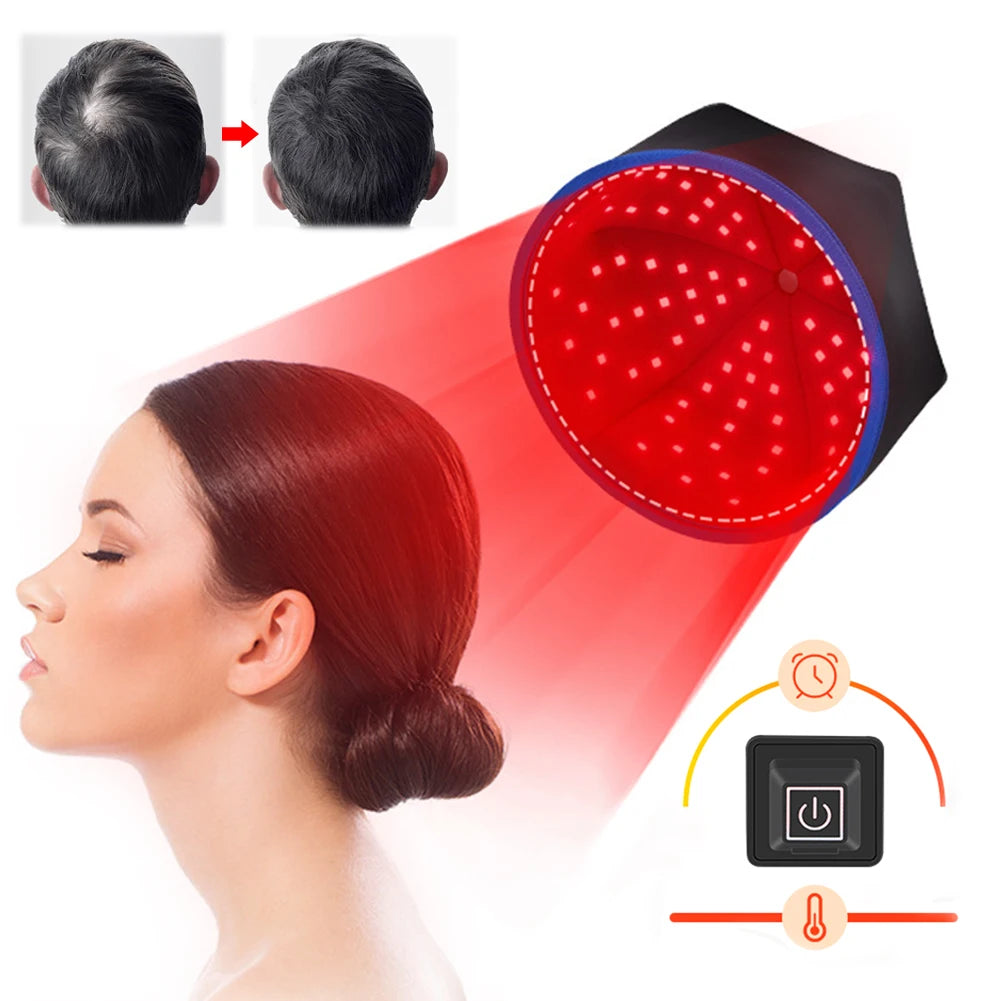 Red Light Hair Growth Cap Hair Growth Helmet Rechargeable Hair Growth Hat Hair Regrowth Beanie for Men Women