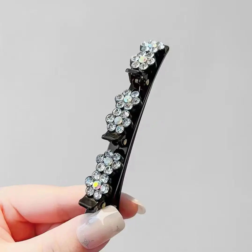 2023 Rhinestones Braided Hair Clips for Girls Hairclip with 3 Flowers Hair Span with Crystalllume Women Hairpin Hair Accessories