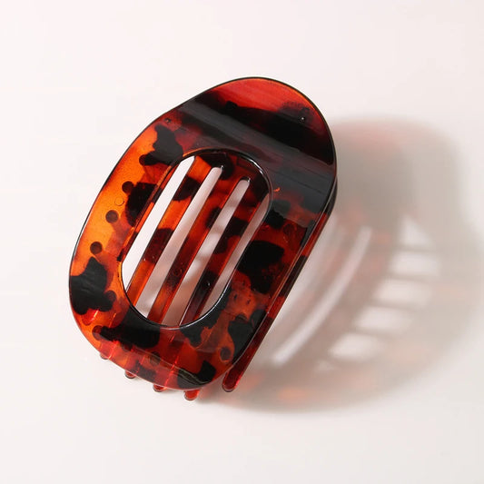 Fashion Oval Flat Hair Clips for Women New Design Leopard Large Flat round Claw Clip French Concord Hair Clips Hair Accessories