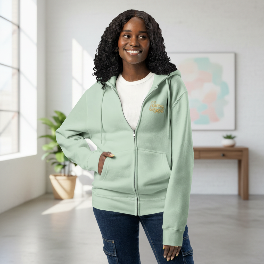 She Vibess by Lanny – Signature Zip Hoodie Designed with women in mind, this premium full-zip hoodie blends softness, comfort, and effortless style. The relaxed fit drapes comfortably while still-