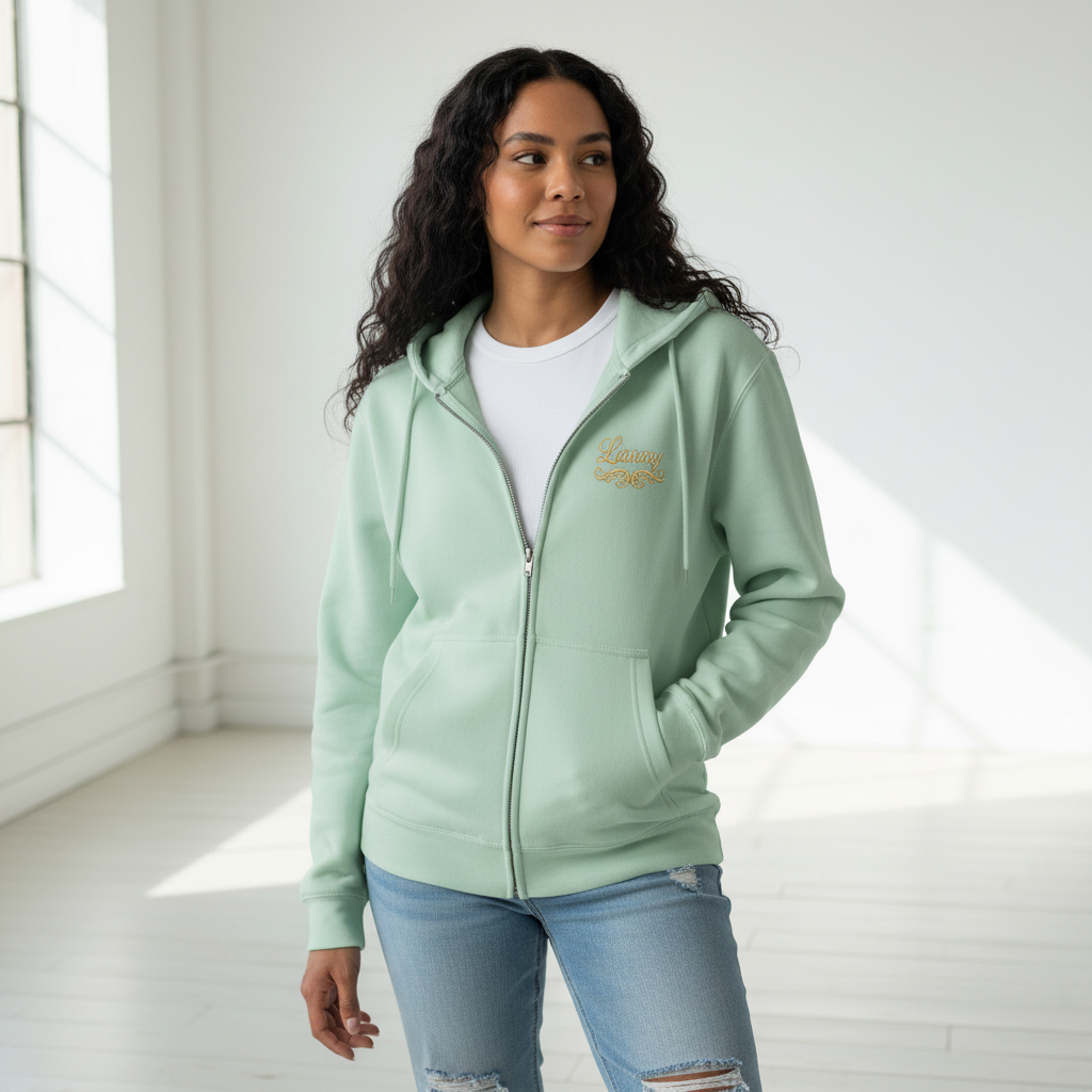 She Vibess by Lanny – Signature Zip Hoodie Designed with women in mind, this premium full-zip hoodie blends softness, comfort, and effortless style. The relaxed fit drapes comfortably while still-
