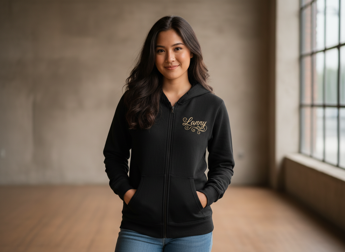 She Vibess by Lanny – Signature Zip Hoodie Designed with women in mind, this premium full-zip hoodie blends softness, comfort, and effortless style. The relaxed fit drapes comfortably while still-