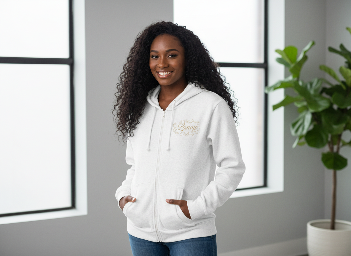 She Vibess by Lanny – Signature Zip Hoodie Designed with women in mind, this premium full-zip hoodie blends softness, comfort, and effortless style. The relaxed fit drapes comfortably while still-