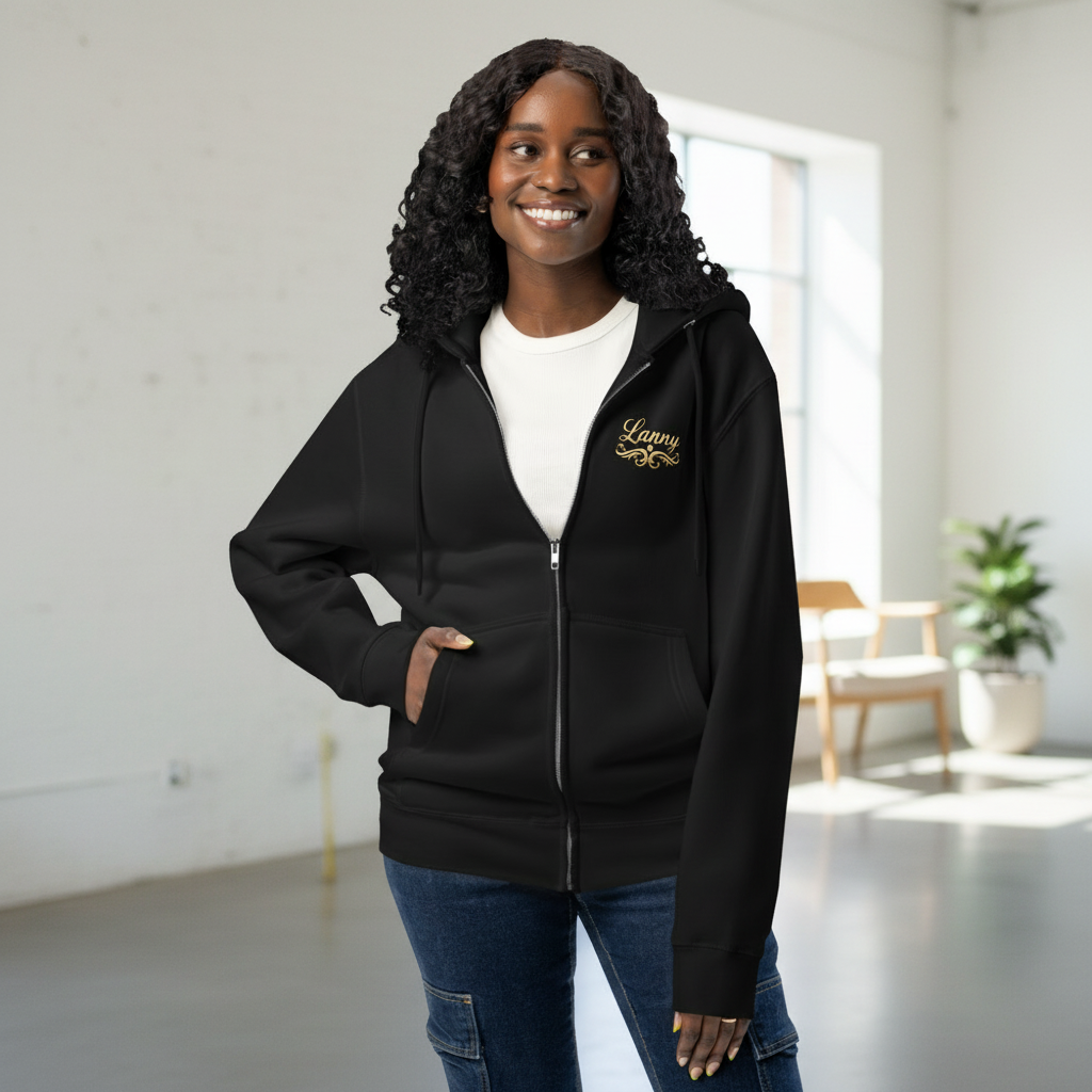 She Vibess by Lanny – Signature Zip Hoodie Designed with women in mind, this premium full-zip hoodie blends softness, comfort, and effortless style. The relaxed fit drapes comfortably while still-
