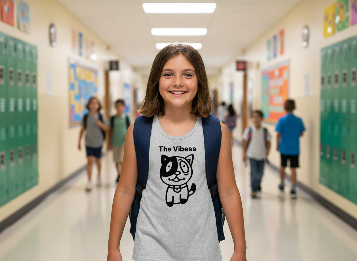 Camiseta de tirantes para niñas y niños Vibess Cat™ diseñada por Lanny