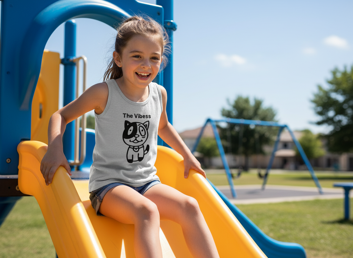 Camiseta de tirantes para niñas y niños Vibess Cat™ diseñada por Lanny
