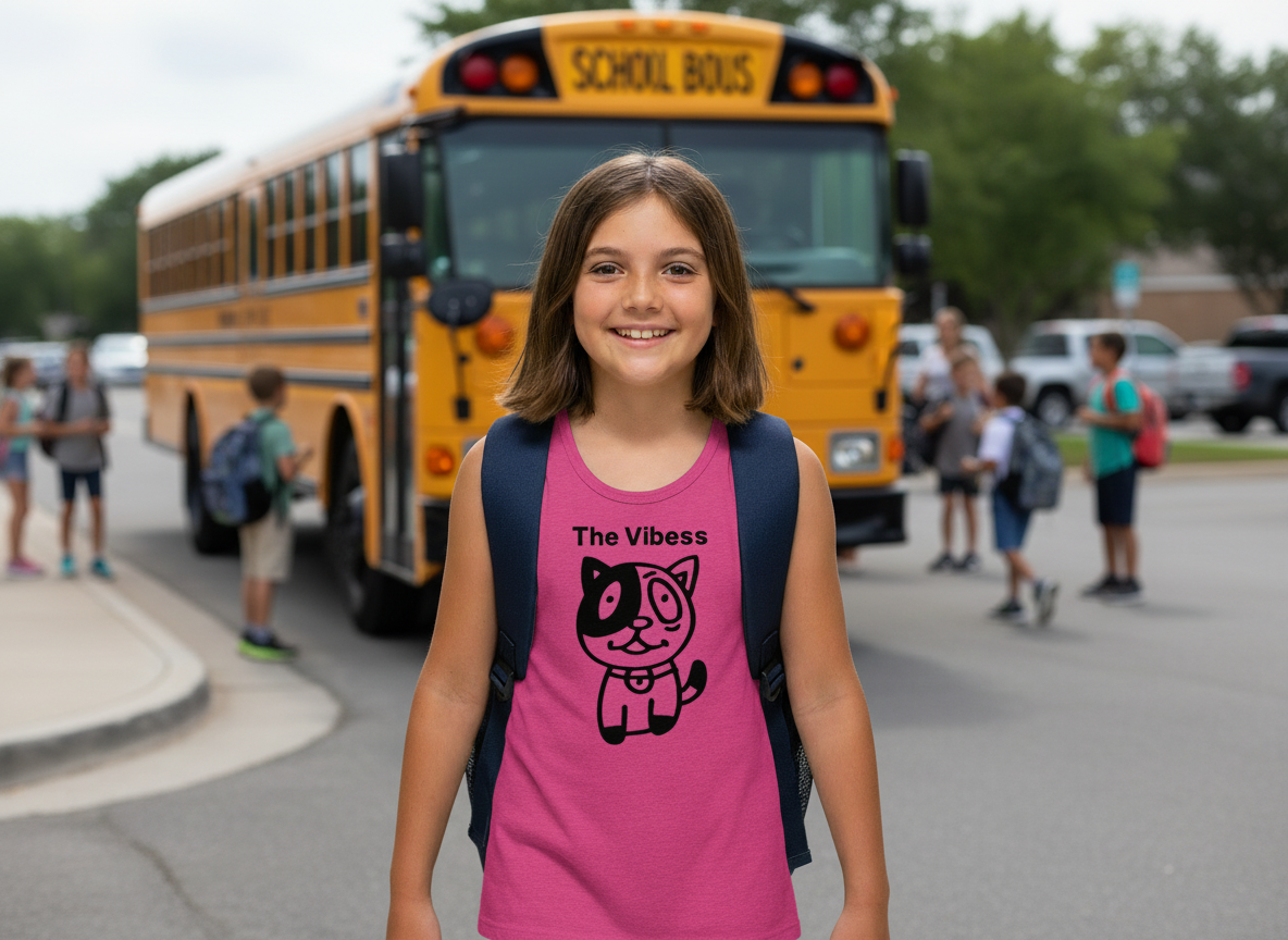 Camiseta de tirantes para niñas y niños Vibess Cat™ diseñada por Lanny