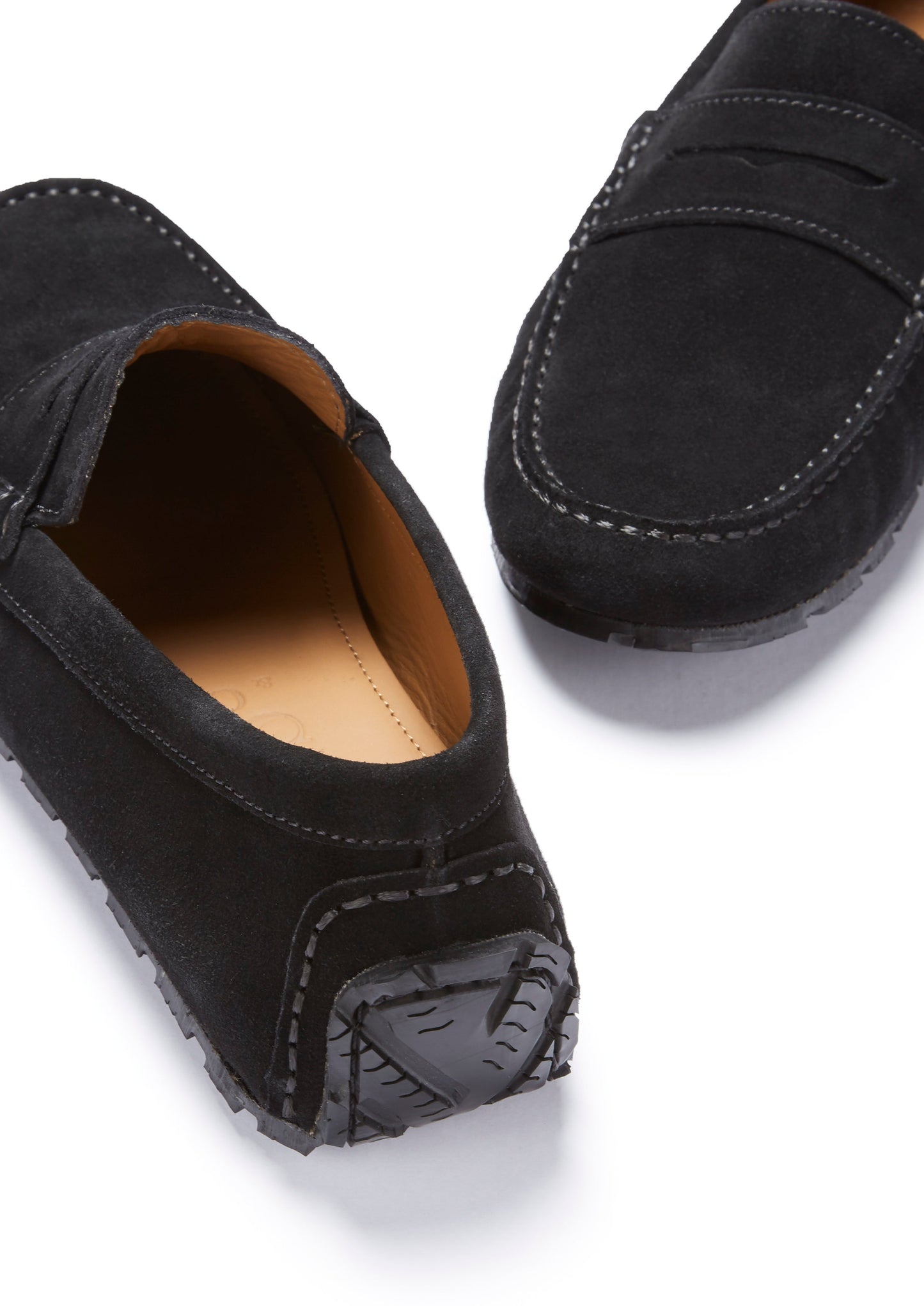Men's Tyre Sole Penny Driving Loafers, Black Suede-for that Special Someone. - She Vibess By C2P