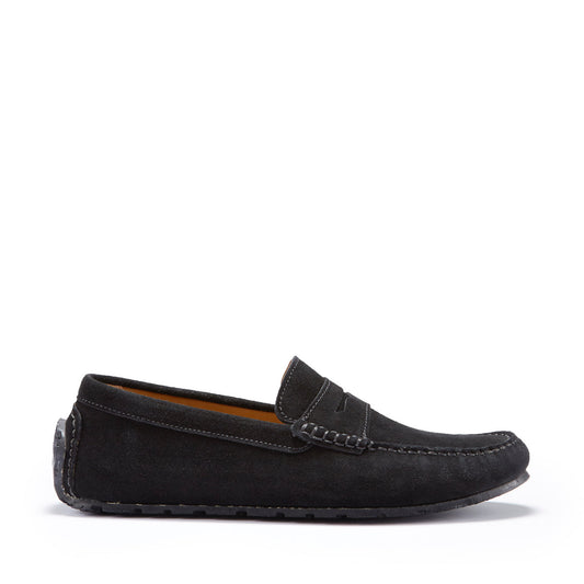 Men's Tyre Sole Penny Driving Loafers, Black Suede-for that Special Someone. - She Vibess By C2P