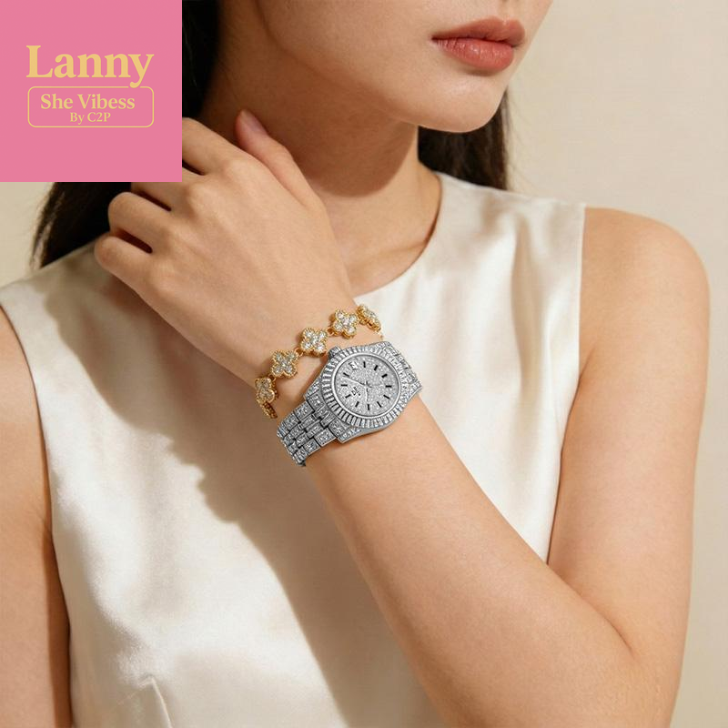 【Christmas Gift】Ladies' Watch Luxury Full Diamond Bangle Watch – 30M Waterproof, Versatile & Practical, Timeless Classic Design, Comes with Matching Bracelet | Perfect Christmas Gift Option