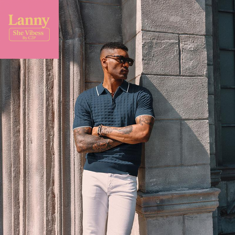 PJ PAUL JONES Men'S Knit Polo Shirts Short Sleeve Quarter Zip Polo Shirt