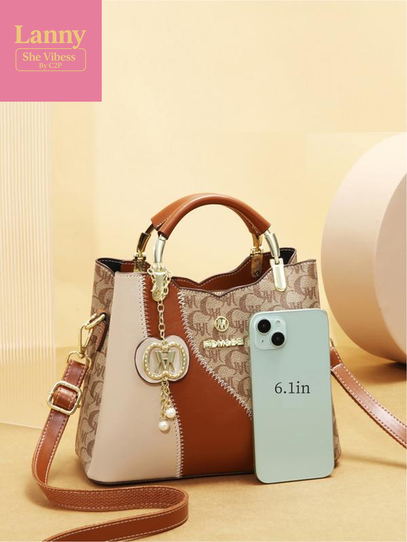 Atmospheric High-End Set of Mom Bag Large Capacity Handbag Vintage Printed Single Shoulder Bag Classic and Versatile