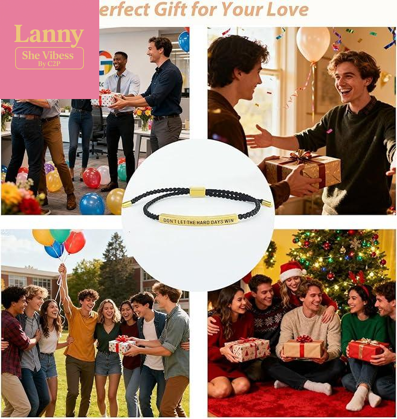 Don'T Let the Hard Days Win Inspire Bracelet Stainless Steel 18K Gold Plated Braided Design with Engraved Message Adjustable up to 10 Motivational Accessory - Inspiring Inspirational Jewelry