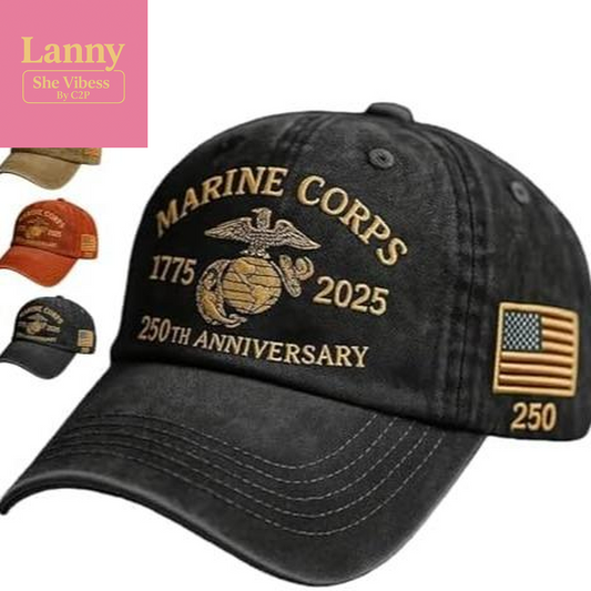 Marine Corps 250Th Anniversary Hat, Marine Corps Hats for Men, Vintage Embroidered Washed Cotton Adjustable Cap Women
