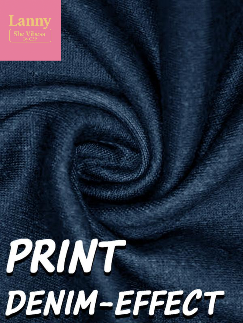 Women'S Imitation Denim Skinny Pants, Denim Print Design, Stylish Comfortable Fit for Everyday Wear