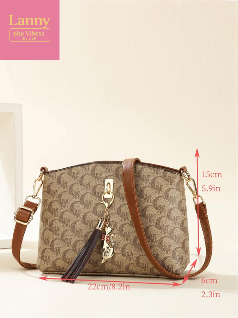 Atmospheric High-End Set of Mom Bag Large Capacity Handbag Vintage Printed Single Shoulder Bag Classic and Versatile