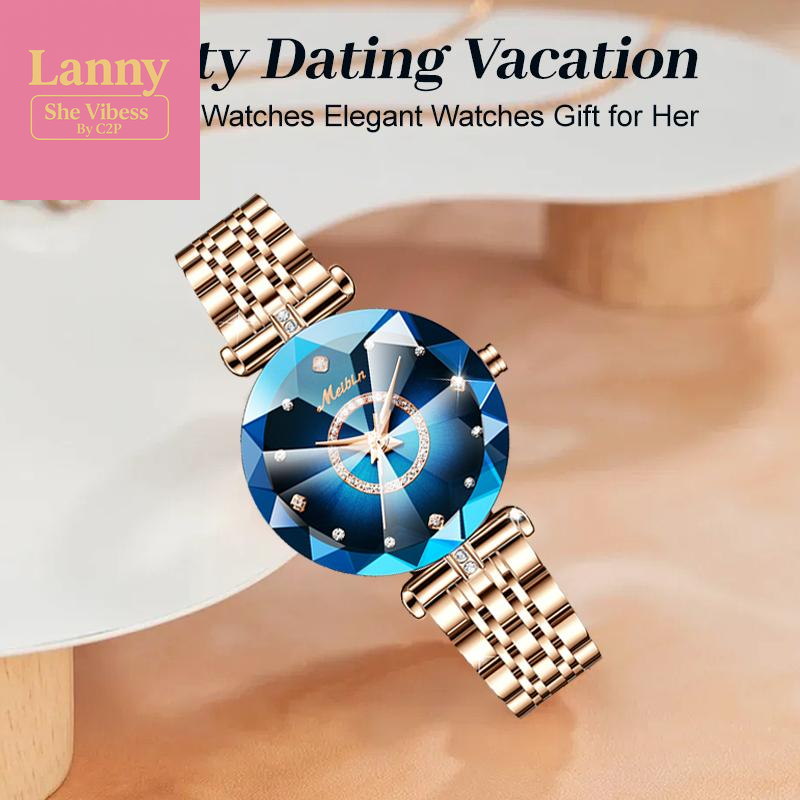 Luxury Sapphire-Toned Quartz Watch - Wealth round Dial Analog Watch | Stainless Steel Strap & Butterfly Clasp, Waterproof, Swiss-Grade Craft | Fuses European Elegance, Fashion & Practicality | Comes with Gift Box Set