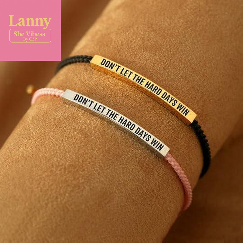 Don'T Let the Hard Days Win Inspire Bracelet Stainless Steel 18K Gold Plated Braided Design with Engraved Message Adjustable up to 10 Motivational Accessory - Inspiring Inspirational Jewelry
