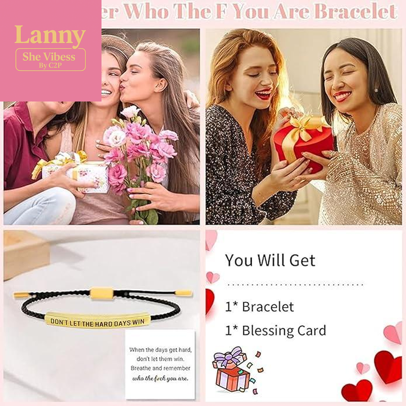 Don'T Let the Hard Days Win Inspire Bracelet Stainless Steel 18K Gold Plated Braided Design with Engraved Message Adjustable up to 10 Motivational Accessory - Inspiring Inspirational Jewelry