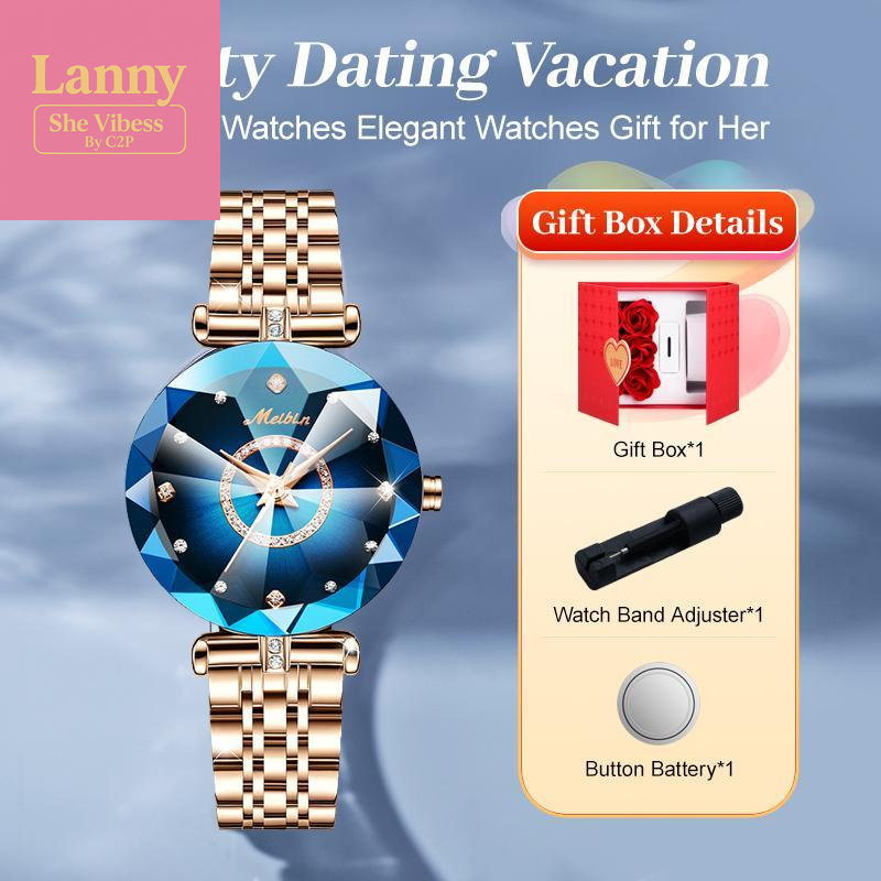 Luxury Sapphire-Toned Quartz Watch - Wealth round Dial Analog Watch | Stainless Steel Strap & Butterfly Clasp, Waterproof, Swiss-Grade Craft | Fuses European Elegance, Fashion & Practicality | Comes with Gift Box Set