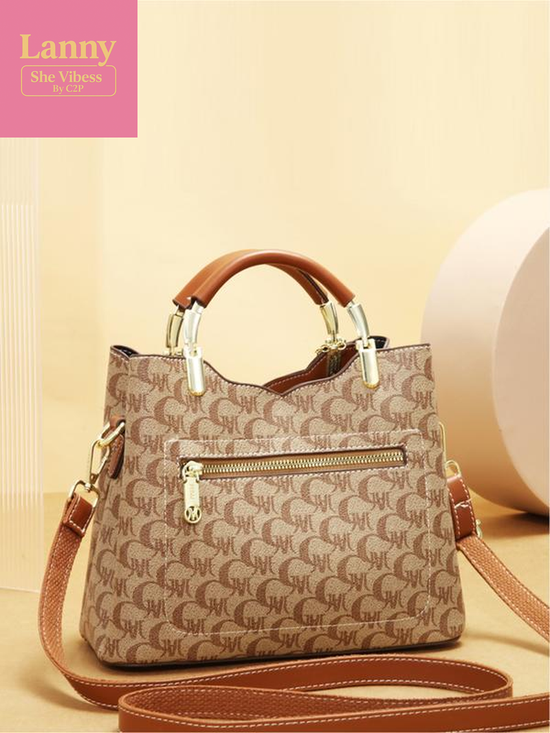 Atmospheric High-End Set of Mom Bag Large Capacity Handbag Vintage Printed Single Shoulder Bag Classic and Versatile