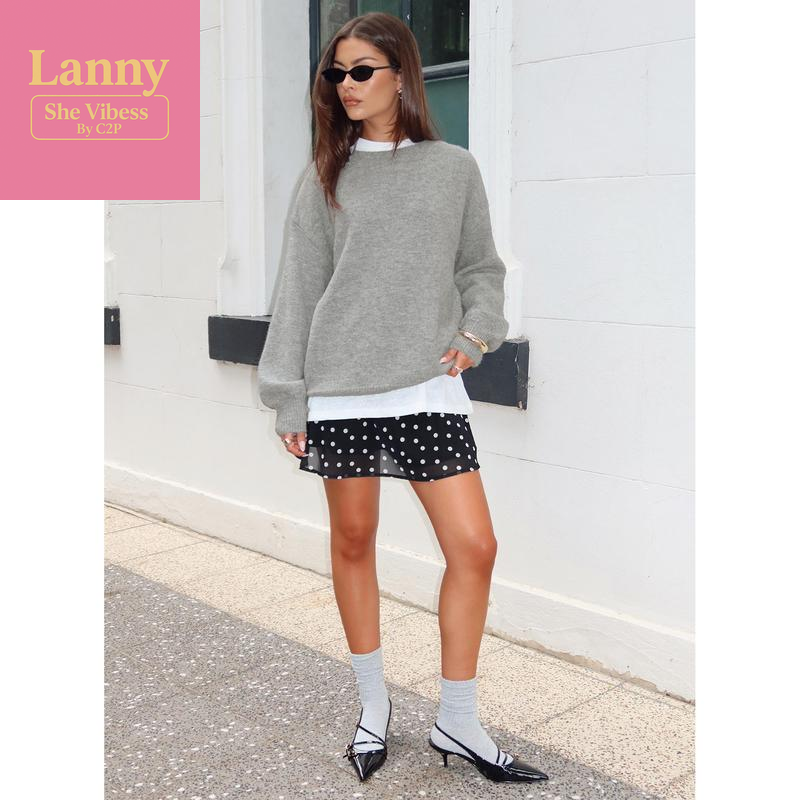 Dapple Bias Mini Skirt Black Polka Dot