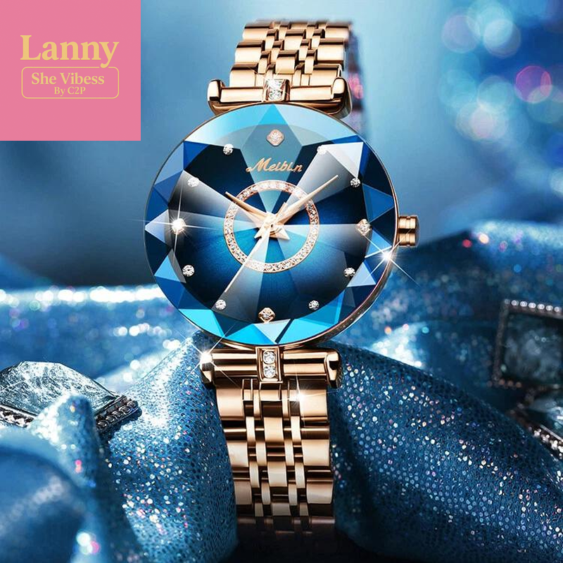 Luxury Sapphire-Toned Quartz Watch - Wealth round Dial Analog Watch | Stainless Steel Strap & Butterfly Clasp, Waterproof, Swiss-Grade Craft | Fuses European Elegance, Fashion & Practicality | Comes with Gift Box Set