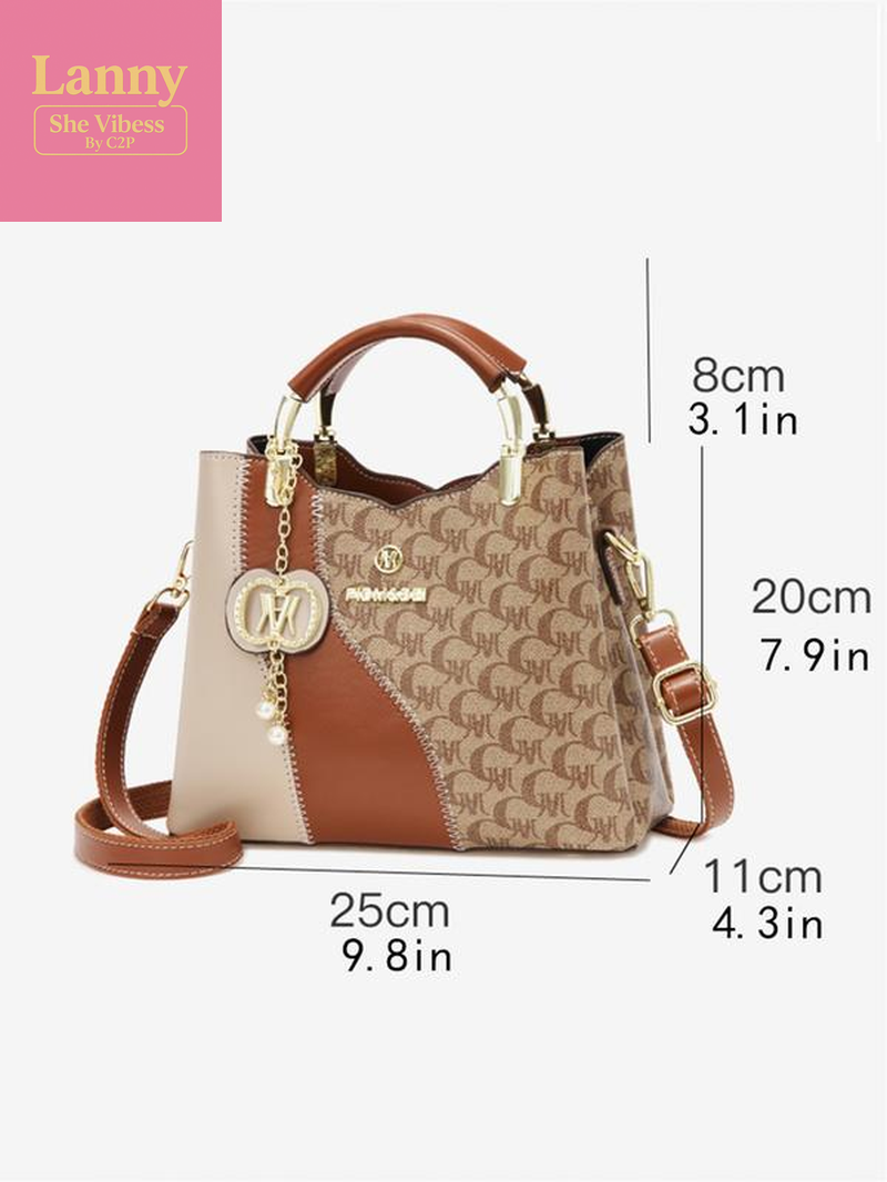 Atmospheric High-End Set of Mom Bag Large Capacity Handbag Vintage Printed Single Shoulder Bag Classic and Versatile