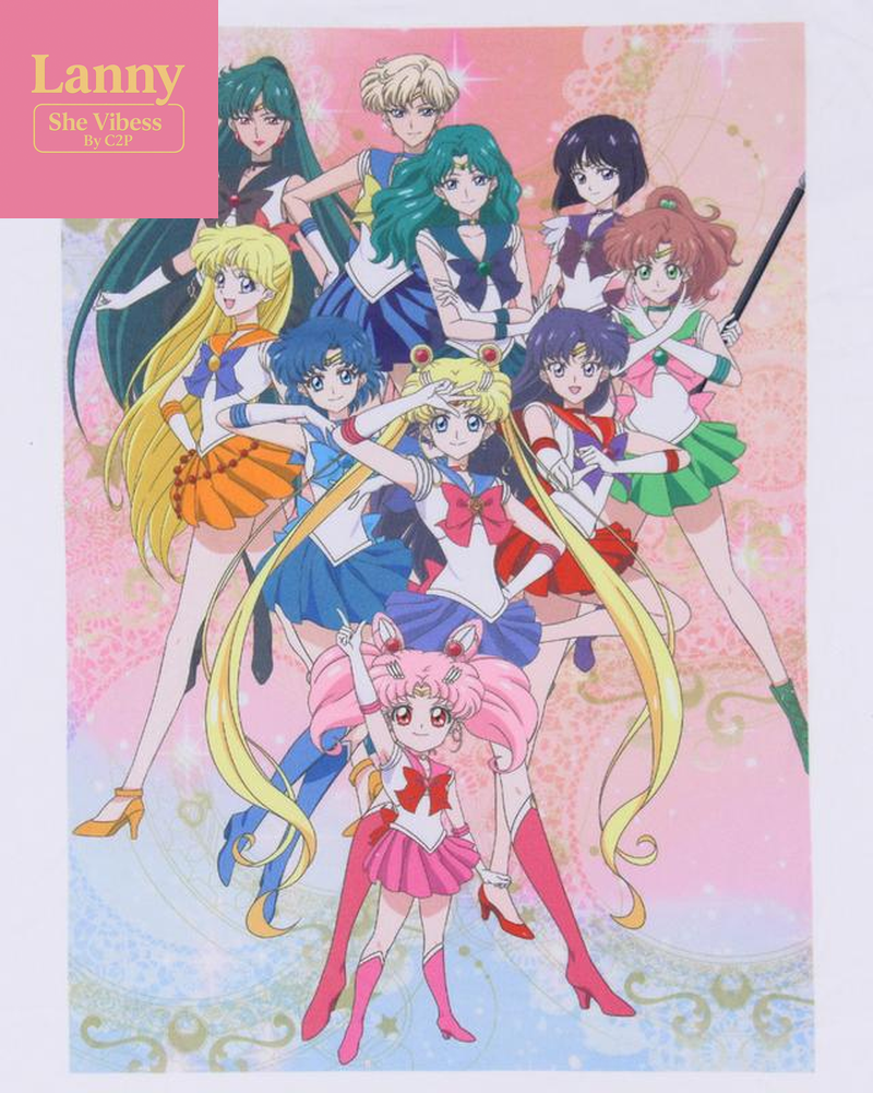 Sailor Moon Pajamas Women'S Character Poster Raglan Shirt and Jogger Pants Pajama Set