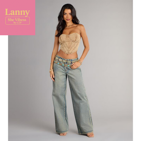 Vintage Vibes Denim Lace-Up Bustier