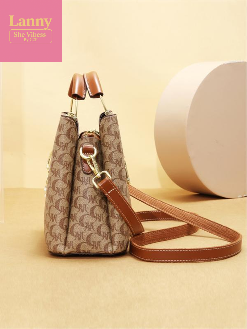 Atmospheric High-End Set of Mom Bag Large Capacity Handbag Vintage Printed Single Shoulder Bag Classic and Versatile