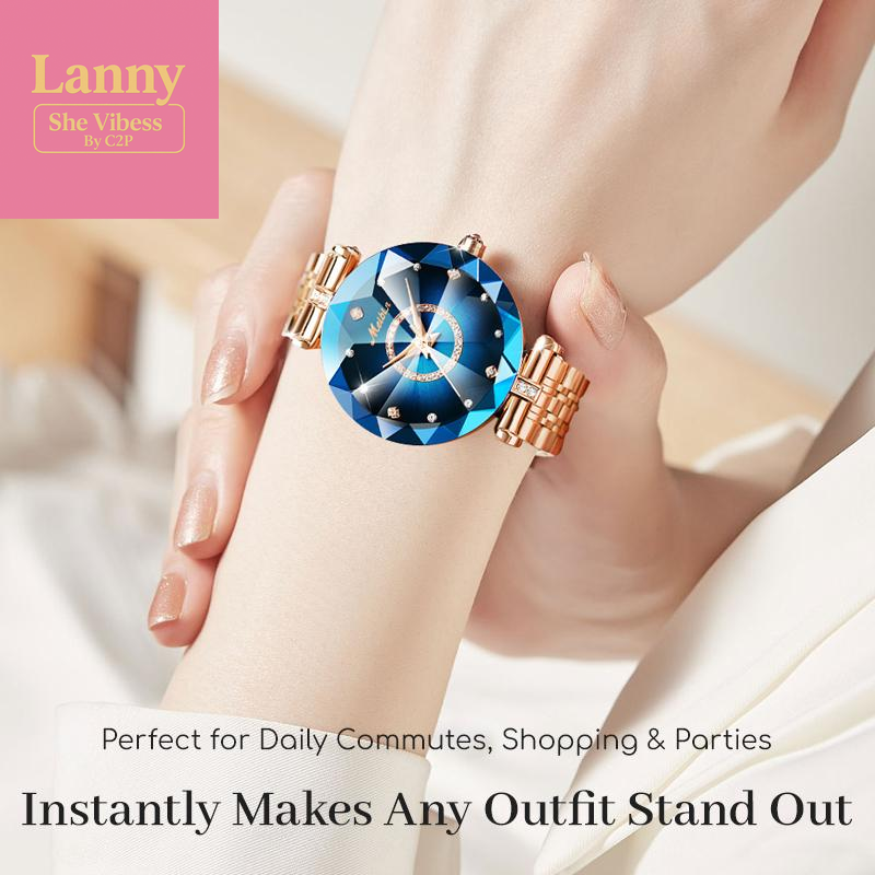 Luxury Sapphire-Toned Quartz Watch - Wealth round Dial Analog Watch | Stainless Steel Strap & Butterfly Clasp, Waterproof, Swiss-Grade Craft | Fuses European Elegance, Fashion & Practicality | Comes with Gift Box Set