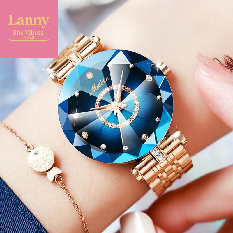Luxury Sapphire-Toned Quartz Watch - Wealth round Dial Analog Watch | Stainless Steel Strap & Butterfly Clasp, Waterproof, Swiss-Grade Craft | Fuses European Elegance, Fashion & Practicality | Comes with Gift Box Set