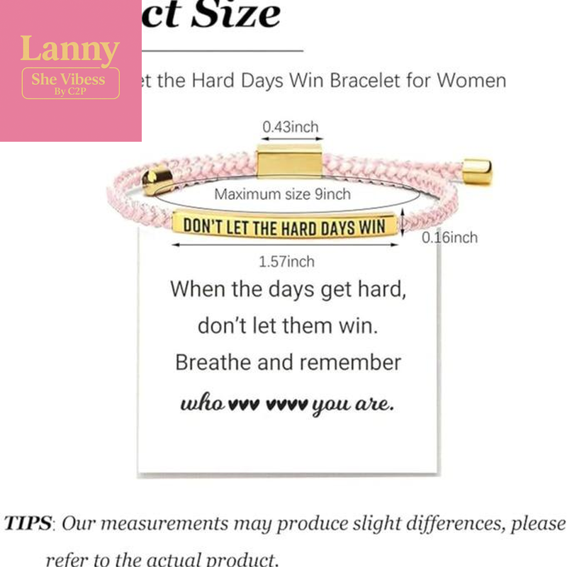 Don'T Let the Hard Days Win Inspire Bracelet Stainless Steel 18K Gold Plated Braided Design with Engraved Message Adjustable up to 10 Motivational Accessory - Inspiring Inspirational Jewelry