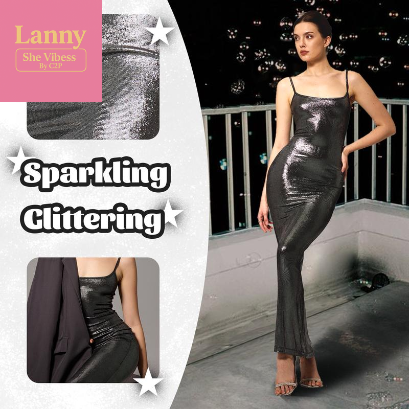 Maxi Shining Black Bodycon Sexy Dress for Women, Formal Long Sun Dresses Regular & plus Size Dressy, Sparkling Curvy Outfits Basic Birthday Womenswear