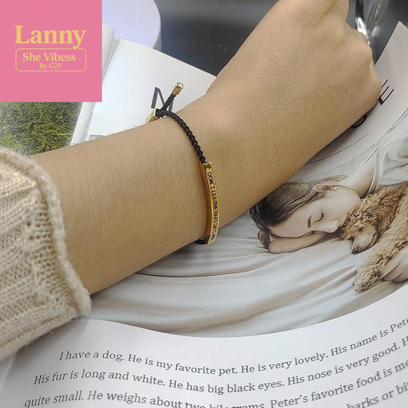 Don'T Let the Hard Days Win Inspire Bracelet Stainless Steel 18K Gold Plated Braided Design with Engraved Message Adjustable up to 10 Motivational Accessory - Inspiring Inspirational Jewelry