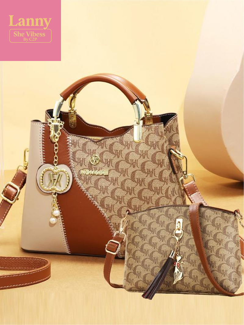 Atmospheric High-End Set of Mom Bag Large Capacity Handbag Vintage Printed Single Shoulder Bag Classic and Versatile