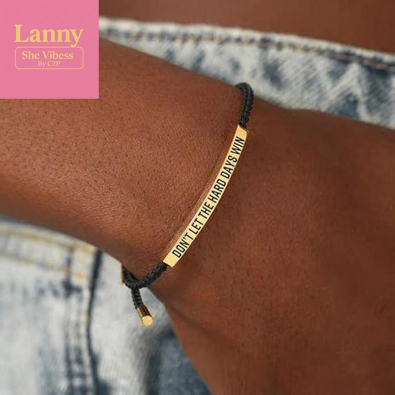 Don'T Let the Hard Days Win Inspire Bracelet Stainless Steel 18K Gold Plated Braided Design with Engraved Message Adjustable up to 10 Motivational Accessory - Inspiring Inspirational Jewelry