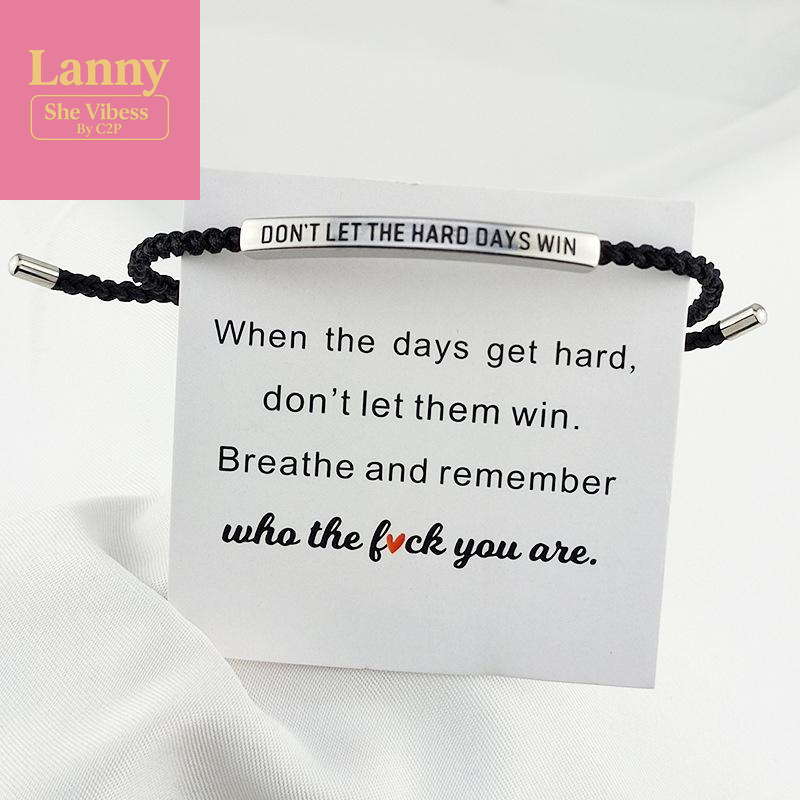 Don'T Let the Hard Days Win Inspire Bracelet Stainless Steel 18K Gold Plated Braided Design with Engraved Message Adjustable up to 10 Motivational Accessory - Inspiring Inspirational Jewelry
