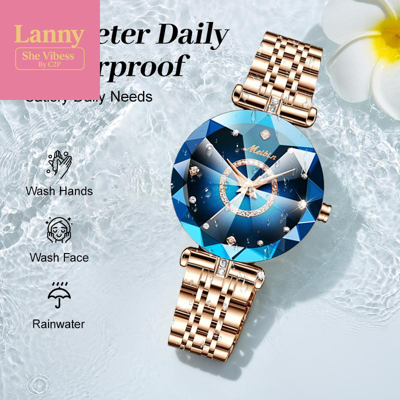 Luxury Sapphire-Toned Quartz Watch - Wealth round Dial Analog Watch | Stainless Steel Strap & Butterfly Clasp, Waterproof, Swiss-Grade Craft | Fuses European Elegance, Fashion & Practicality | Comes with Gift Box Set