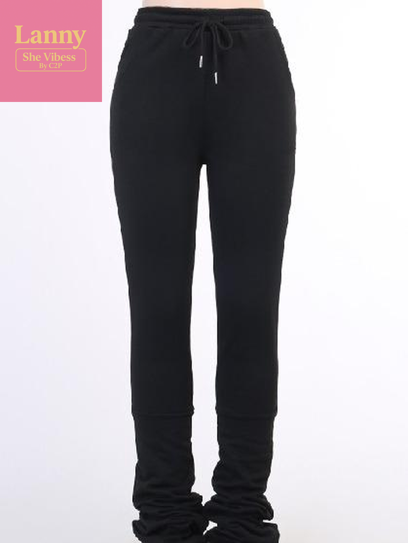 Solid Color Extra Long Ruched Bottom Tight Casual Pant Legging Comfort Womenswear Fabric Spandex Warm Pants Trendy Trouser