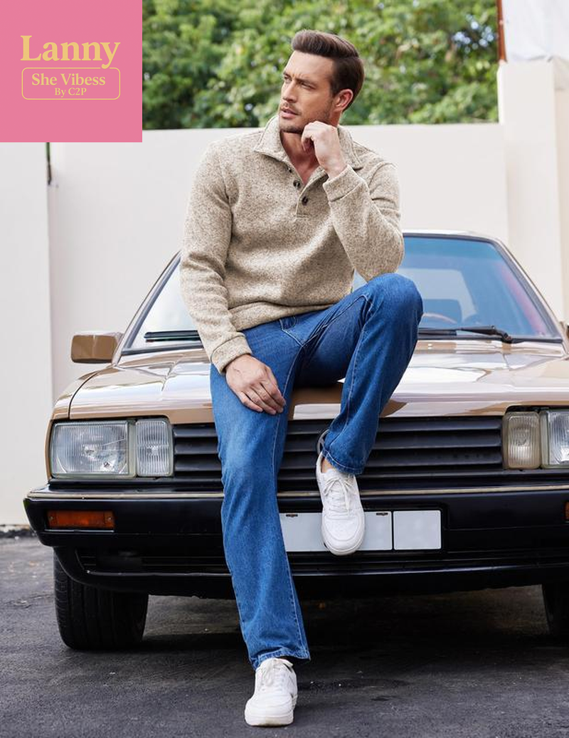 COOFANDY Men'S Casual Slim Fit Pullover Sweater Knitted Thermal Sweatshirt